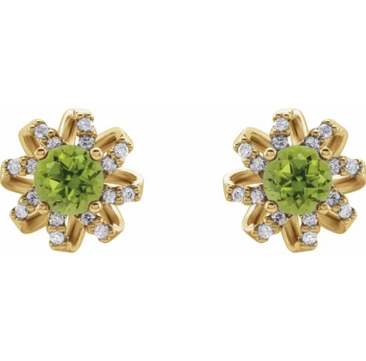 Passionflower Peridot & Diamond Earrings