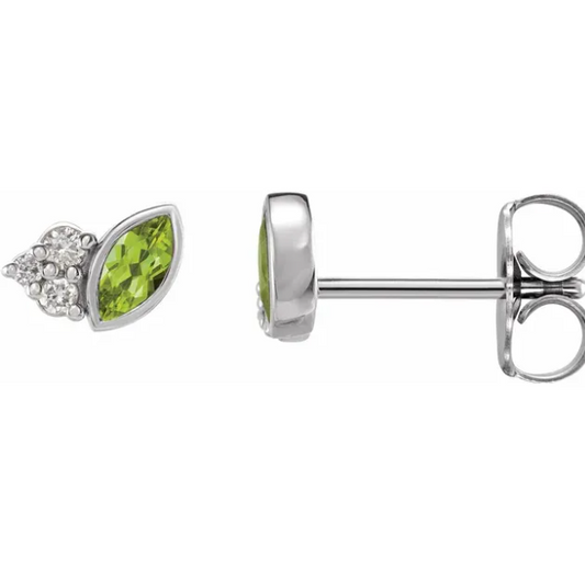 Clematis Peridot & Diamond Earrings