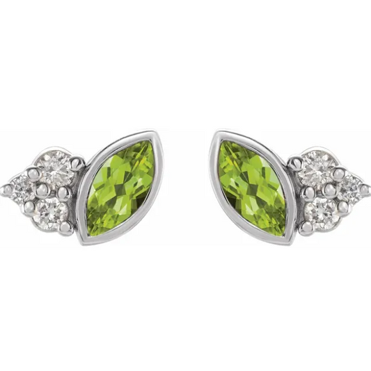 Clematis Peridot & Diamond Earrings