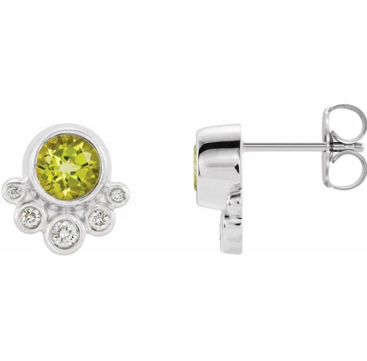 Poppy Peridot & Diamond Earrings