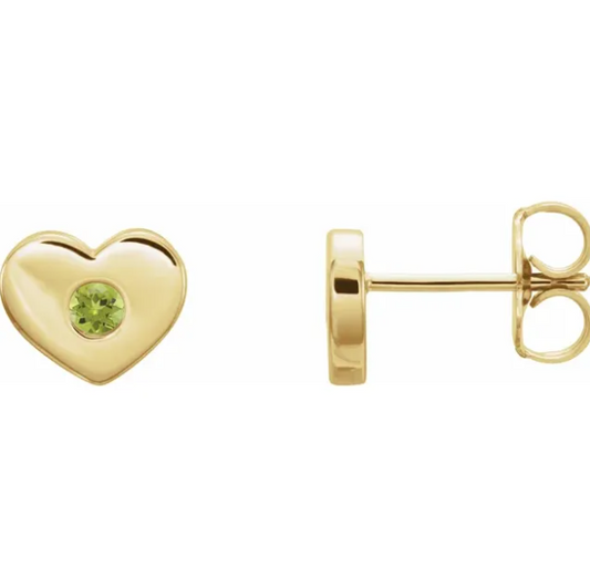 Tulip Peridot Heart Earrings