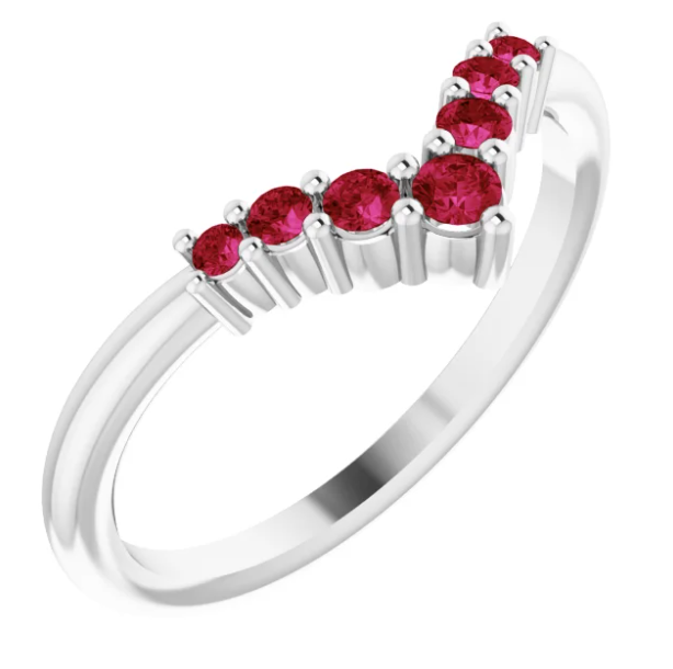 Bellflower Ruby Chevron Stackable Ring