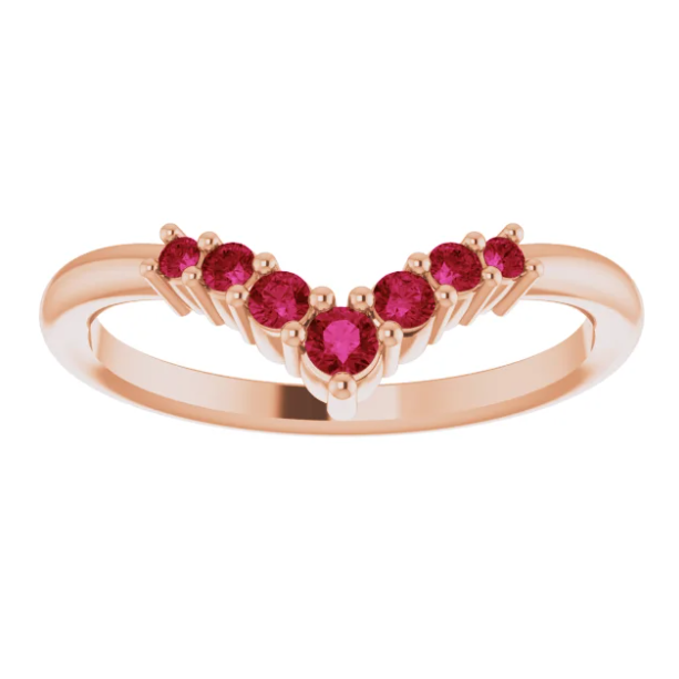 Bellflower Ruby Chevron Stackable Ring