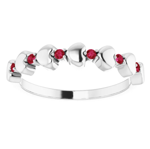 Peony Ruby Heart Stackable Ring
