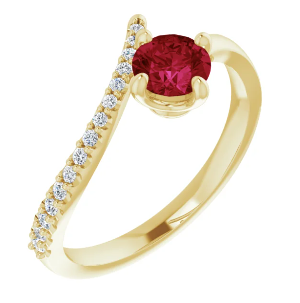 Passionflower Ruby and Diamond By Pass Ring