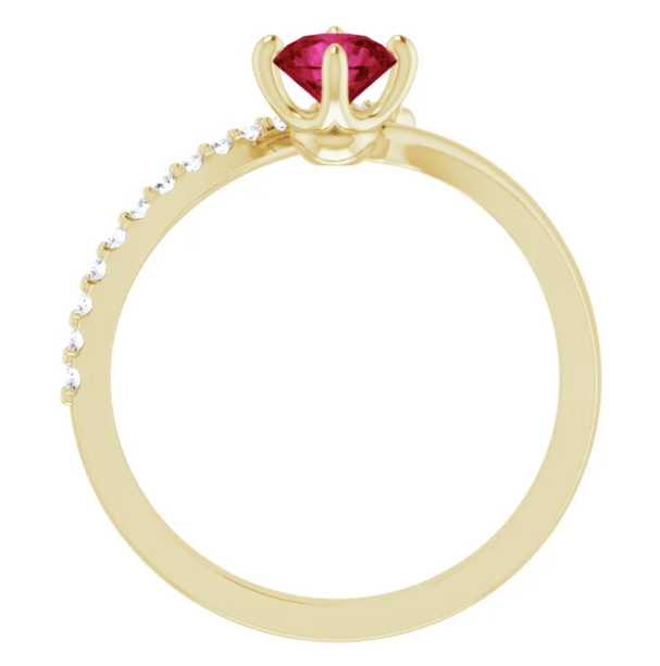 Passionflower Ruby and Diamond By Pass Ring