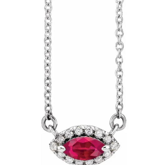 Clematis Marquise Ruby & Diamond Necklace