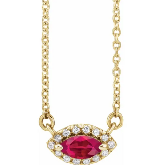Clematis Marquise Ruby & Diamond Necklace