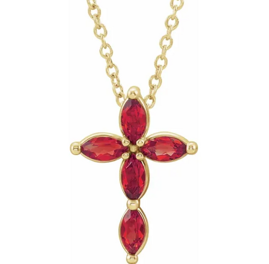 Daffodil Ruby Cross Necklace