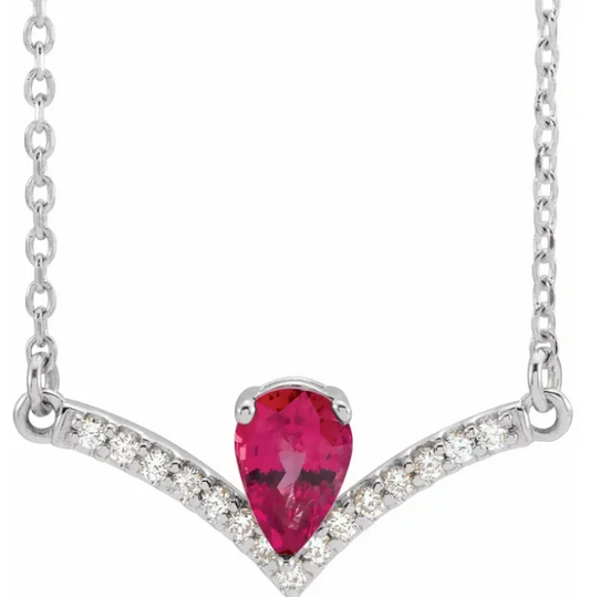 Bellflower Ruby and Diamond Chevron Necklace