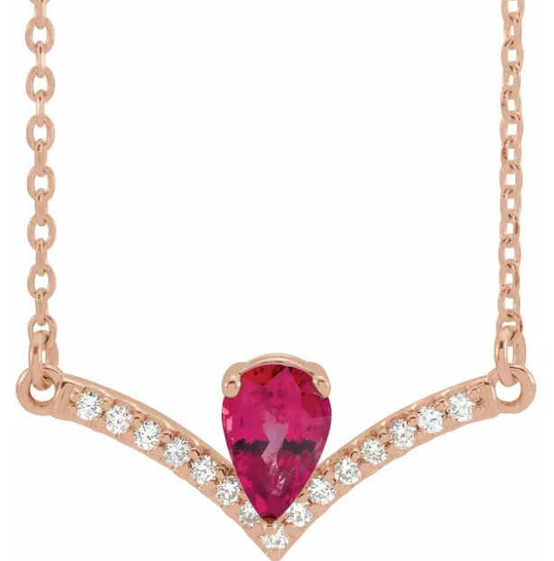 Bellflower Ruby and Diamond Chevron Necklace