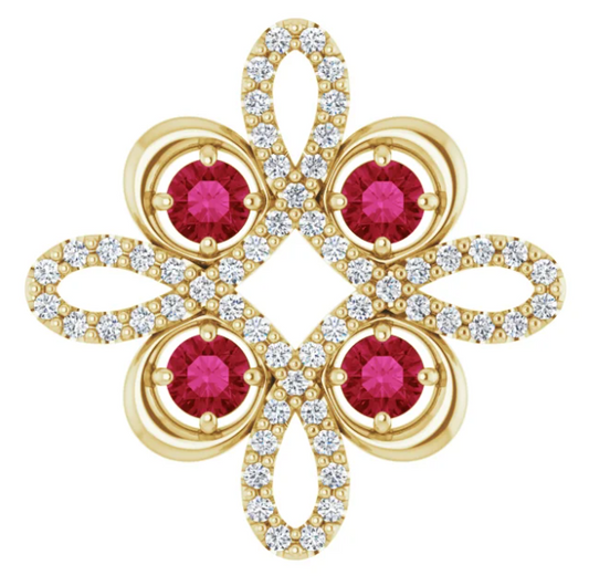 Clover Ruby & Diamond Pendant