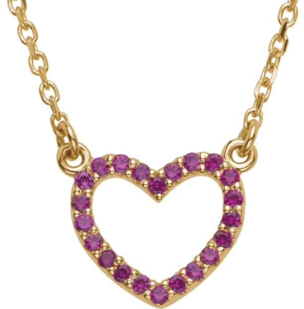 Peony Ruby Heart Necklace