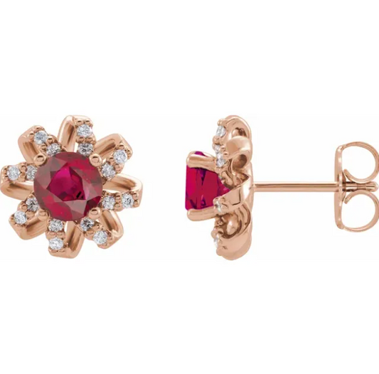 Passionflower Ruby & Diamond Earrings