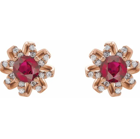 Passionflower Ruby & Diamond Earrings