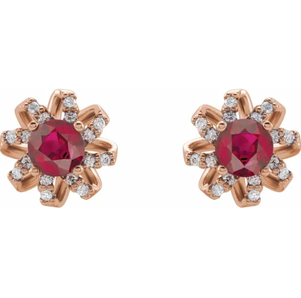 Passionflower Ruby & Diamond Earrings