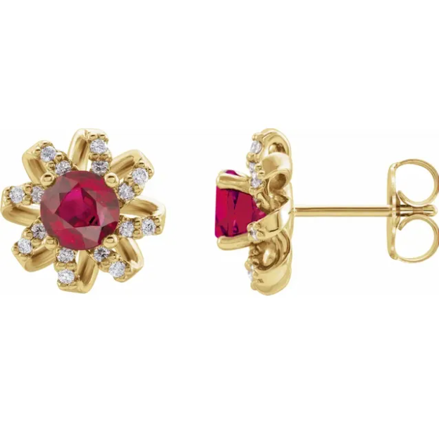 Passionflower Ruby & Diamond Earrings