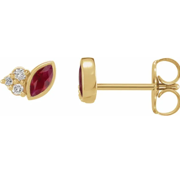 Clematis Ruby & Diamond Earrings