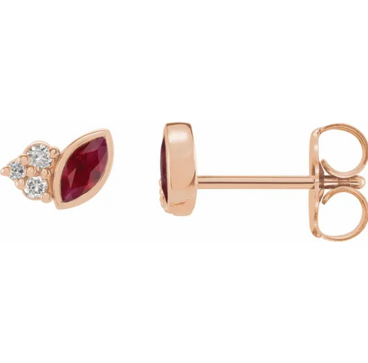 Clematis Ruby & Diamond Earrings