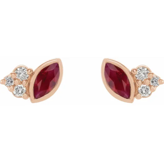 Clematis Ruby & Diamond Earrings