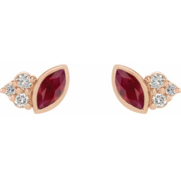 Clematis Ruby & Diamond Earrings