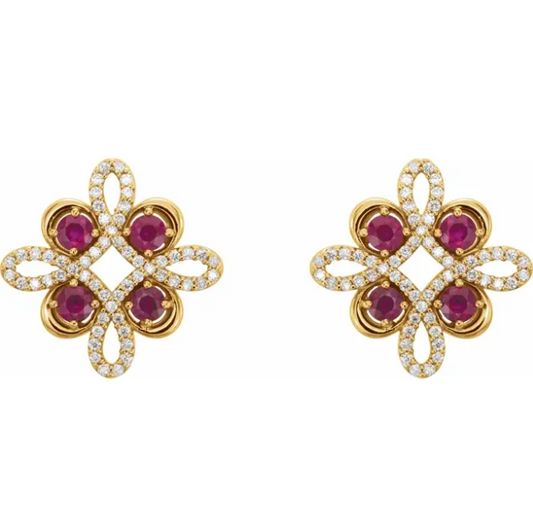 Clover Ruby & Diamond Earrings