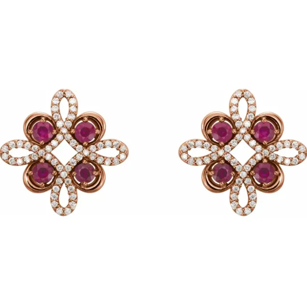 Clover Ruby & Diamond Earrings