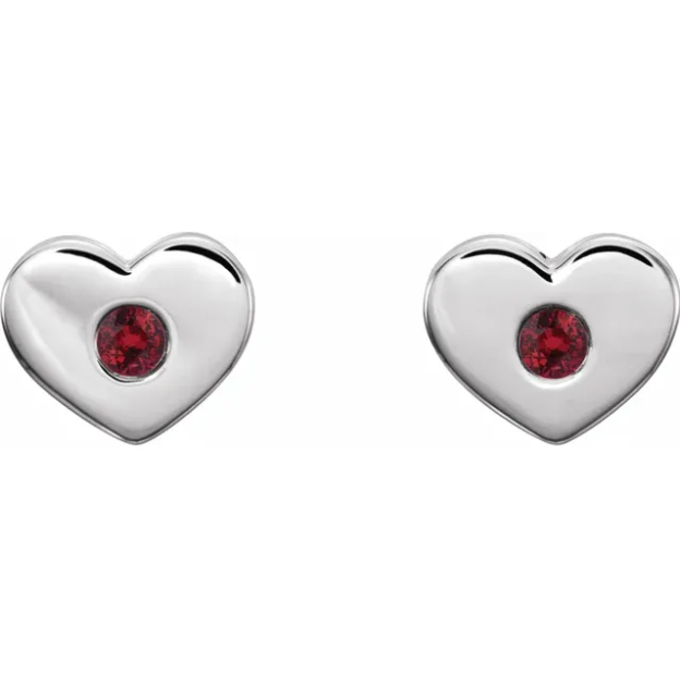 Tulip Ruby Heart Earrings