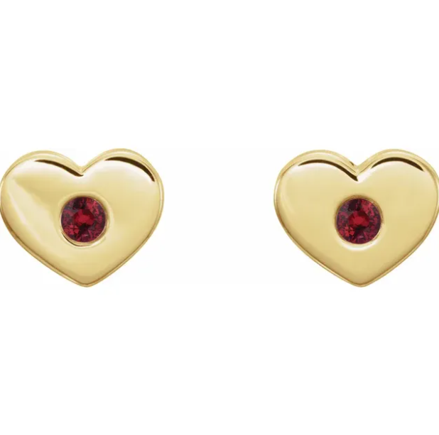 Tulip Ruby Heart Earrings