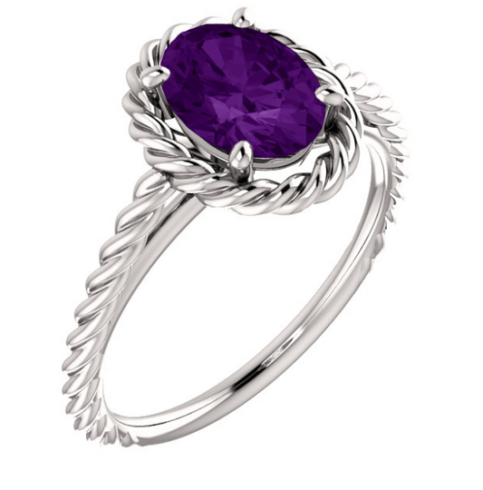 Hibiscus Amethyst Rope Ring