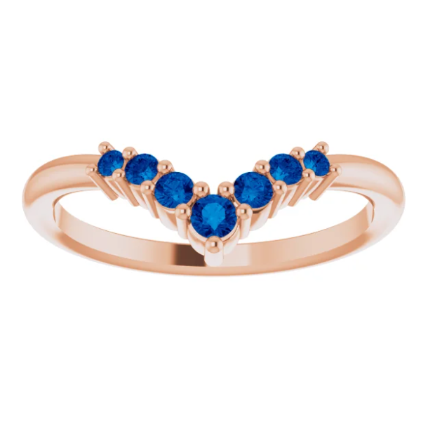 Bellflower Blue Sapphire Chevron Stackable Ring
