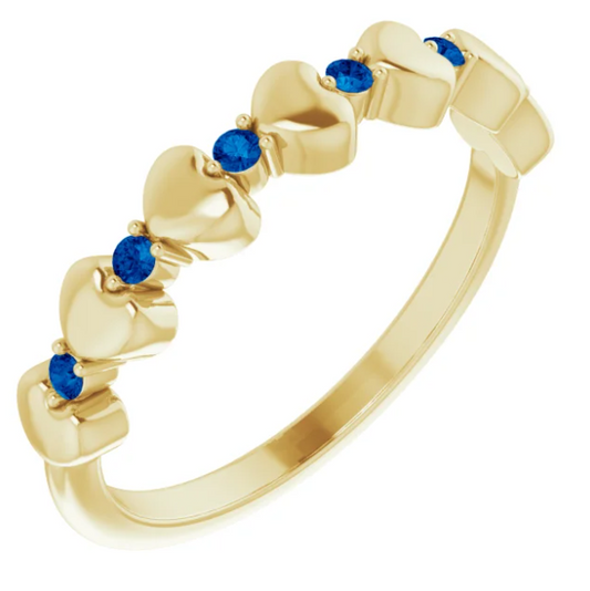 Peony Blue Sapphire Heart Stackable Ring