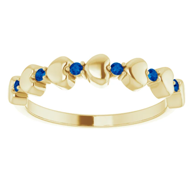 Peony Blue Sapphire Heart Stackable Ring