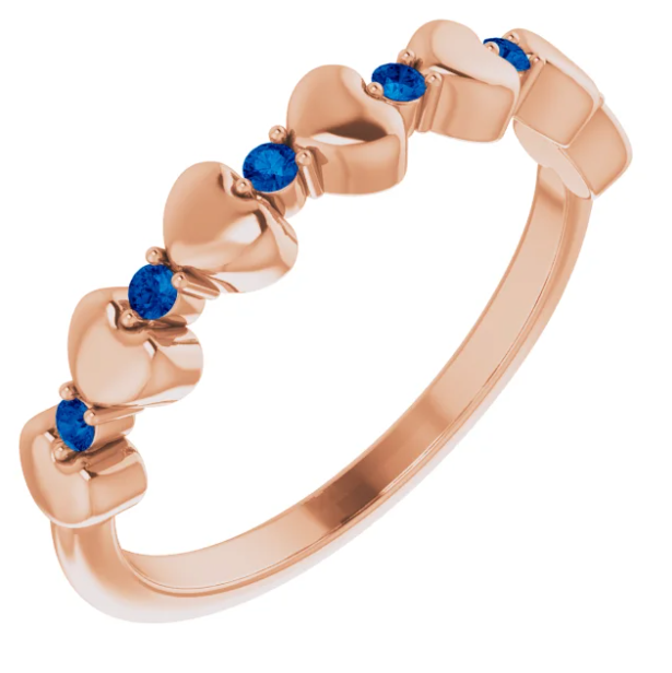 Peony Blue Sapphire Heart Stackable Ring