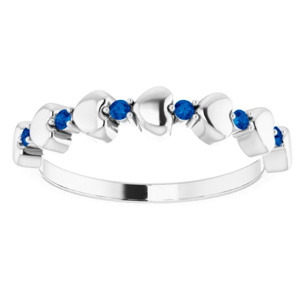 Peony Blue Sapphire Heart Stackable Ring