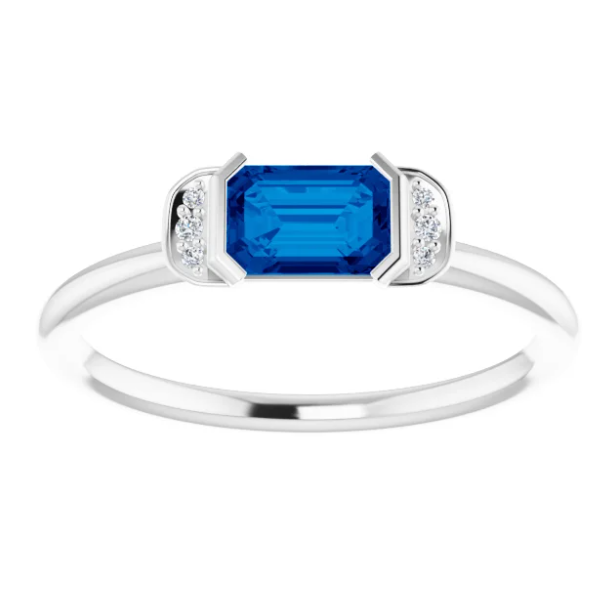 Dahlia Blue Sapphire and Diamond Ring