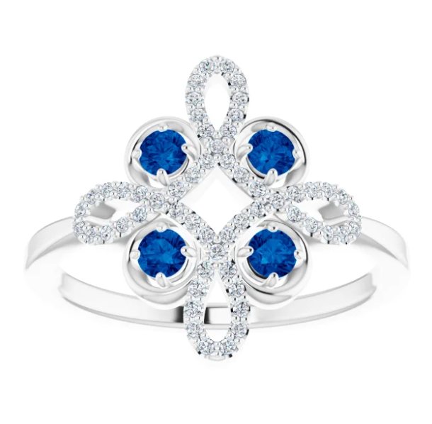 Clover Blue Sapphire and Diamond Ring