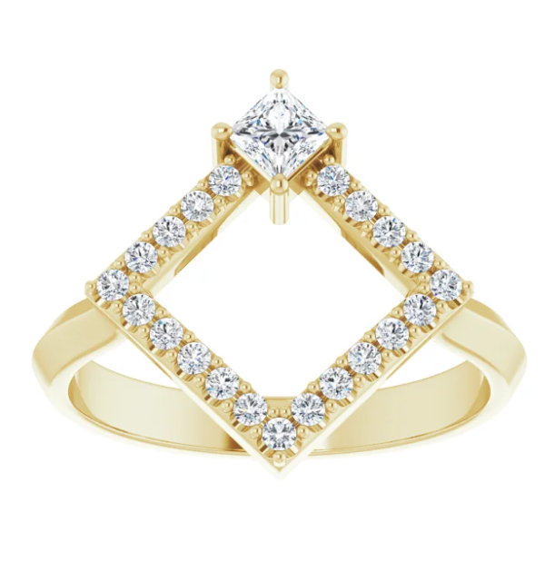Dahlia Square White Sapphire and Diamond Ring