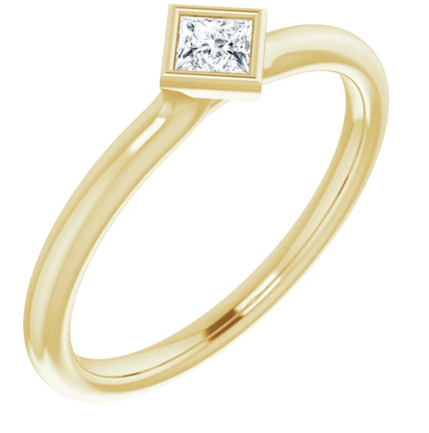 Dahlia White Sapphire Square Bezel Stackable Ring
