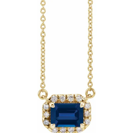 Zinnia Blue Sapphire & Diamond Necklace