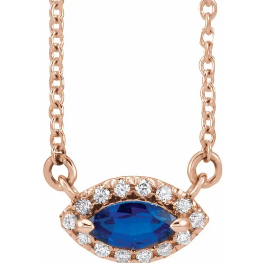 Clematis Marquise Blue Sapphire & Diamond Necklace