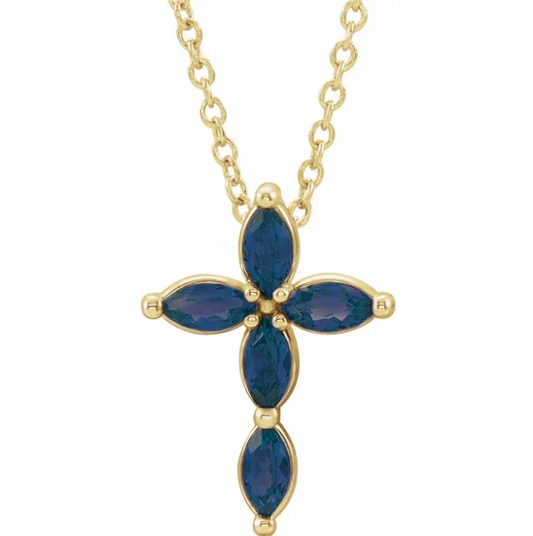 Daffodil Marquise Sapphire Cross Necklace