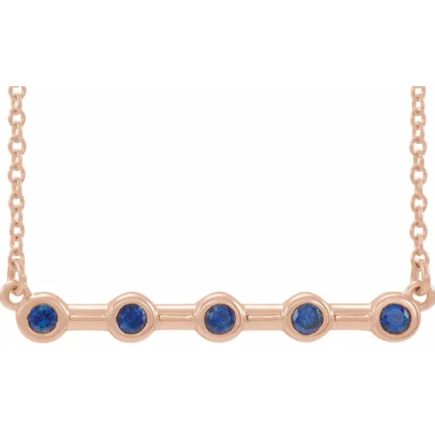 Poppy Blue Sapphire Bar Necklace