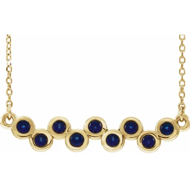 Poppy Blue Sapphire Bar Necklace