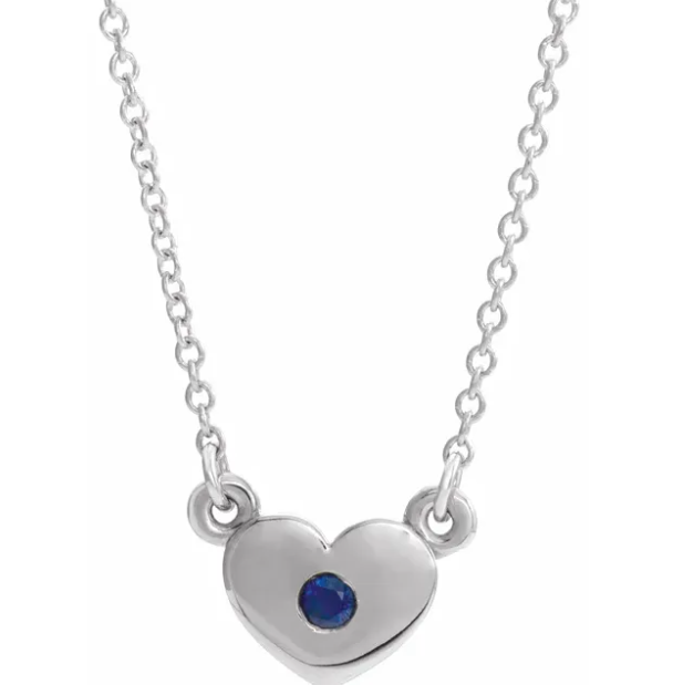 Tulip Blue Sapphire Heart Necklace