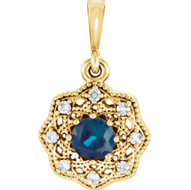 Iris Blue Sapphire and Diamond Pendant