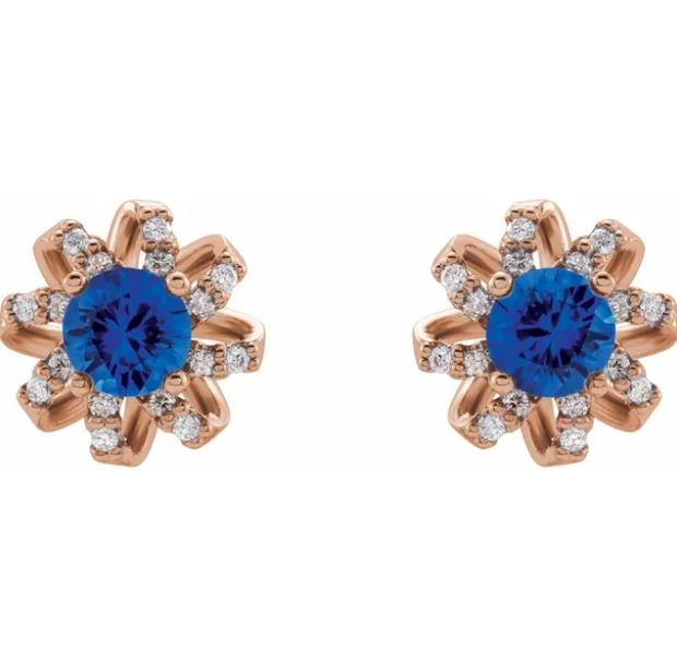Passionflower Blue Sapphire & Diamond Earrings
