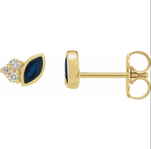 Clematis Blue Sapphire & Diamond Earrings