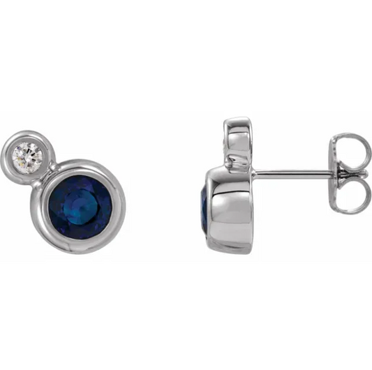 Poppy Blue Sapphire & Diamond Earrings