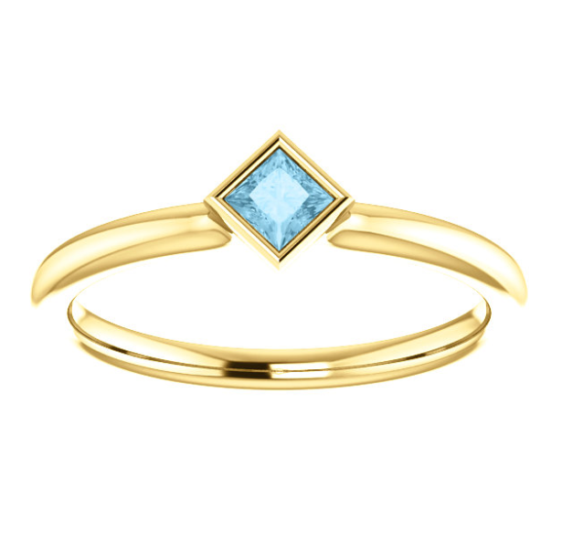 Dahlia Aquamarine Square Bezel Stackable Ring